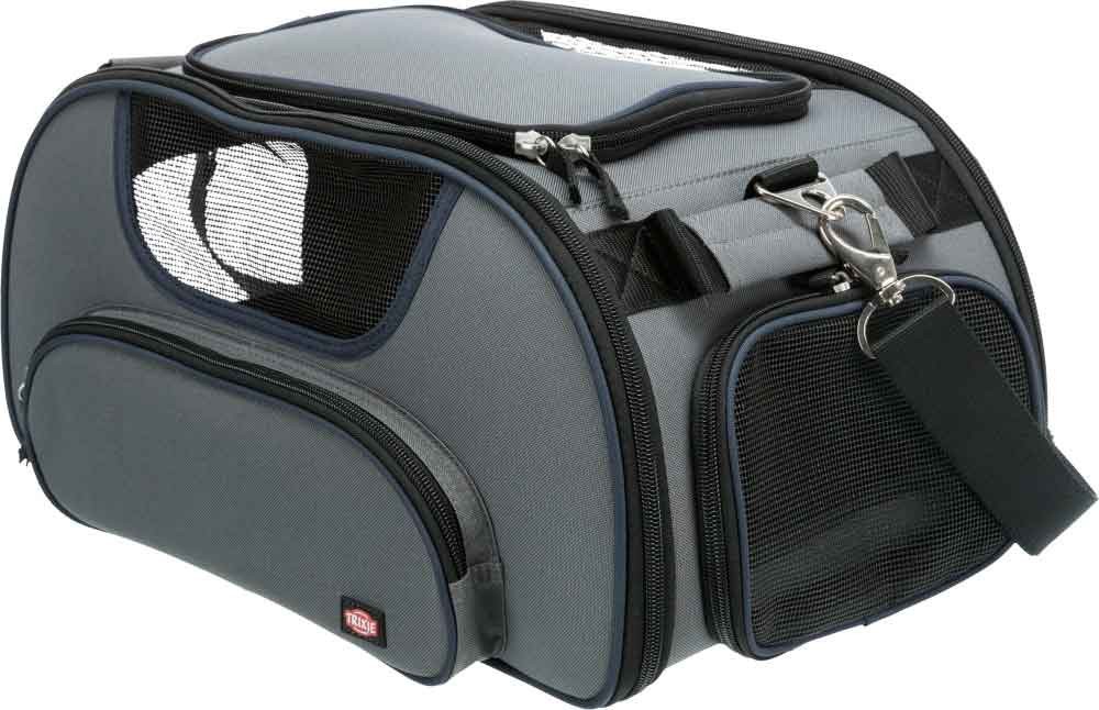 Bolso para transprte de perros en color gris y azul