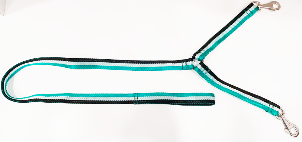 Correa para llevar 2 perros nylon verde