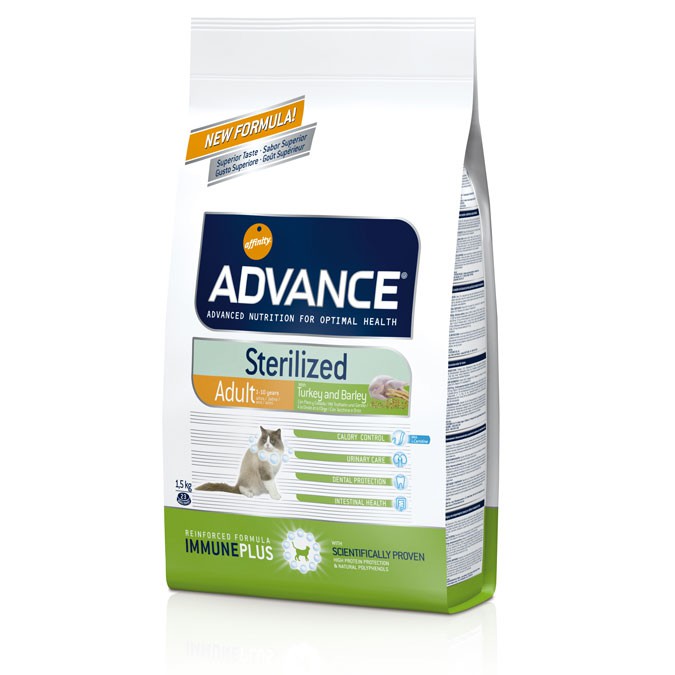 Pienso para gatos Advance Esterilizados con Pavo