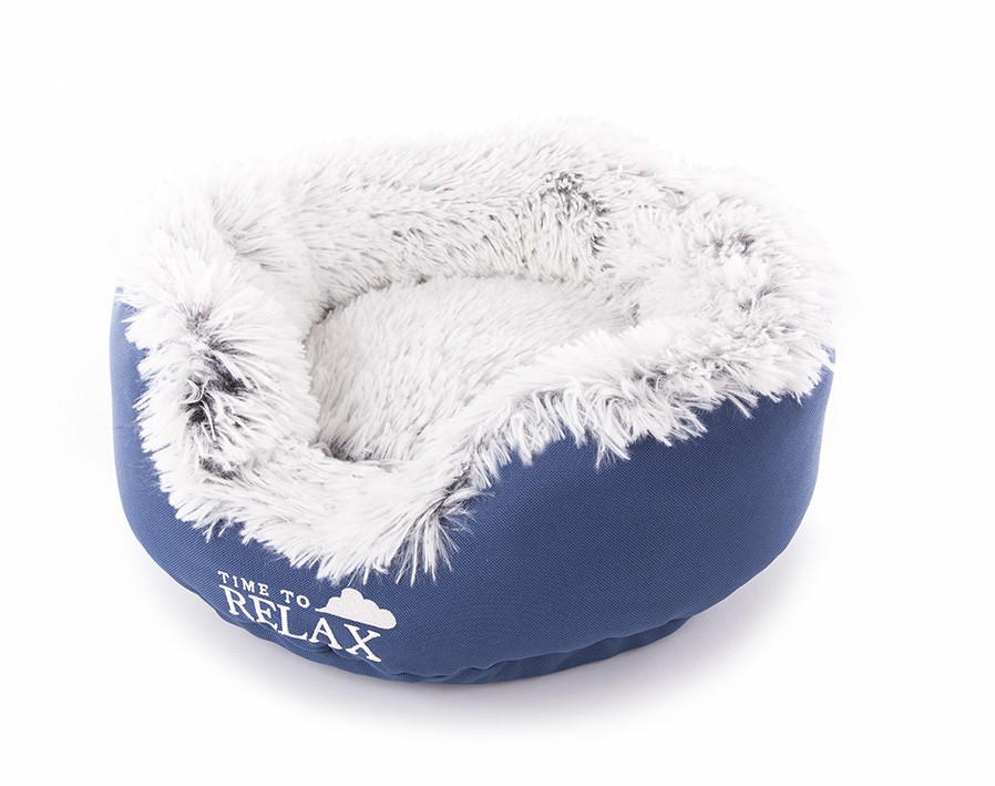 Cuna para perros modelo Igloo azul borreguillo
