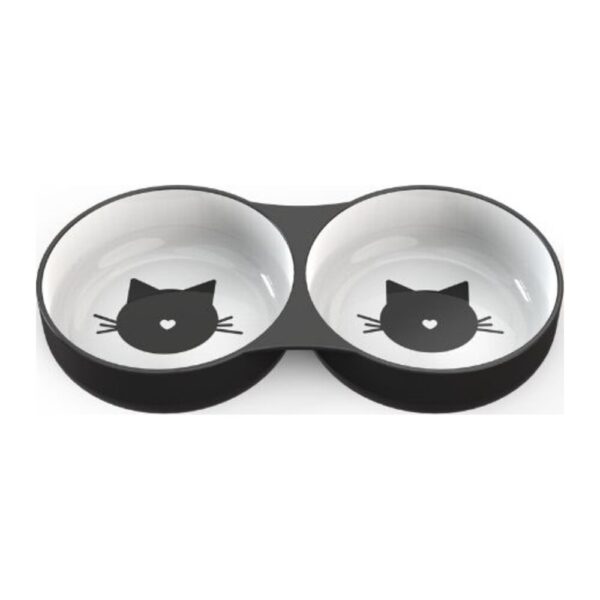 Comedero cerámico doble decorado para gato de Bubimex