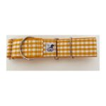 Collar para piccolo en tela loneta cuadros mostaza