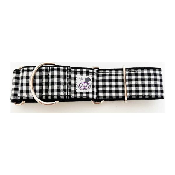 Collar whippet en tela loneta color cuadros azul marino