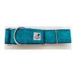 Collar whippet en tela loneta color verde turquesa