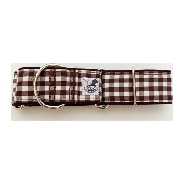 Collar galgo en tela loneta modelo cuadros marones