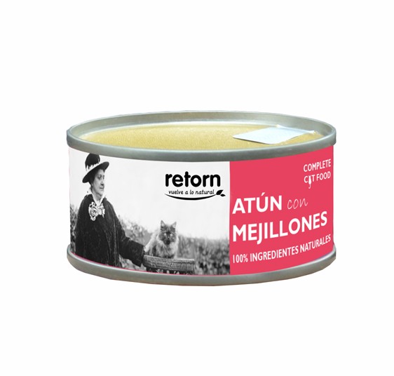 Lata para gato, atún con mejillones porcentaje mínimo de atún 40 por ciento