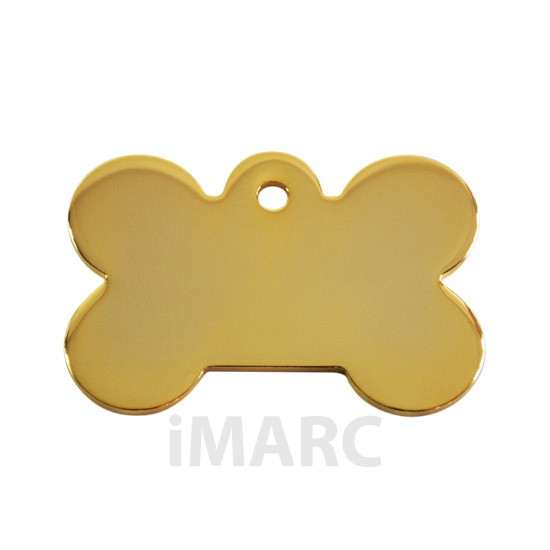 Placa identificativa para perro, hueso bañado en oro