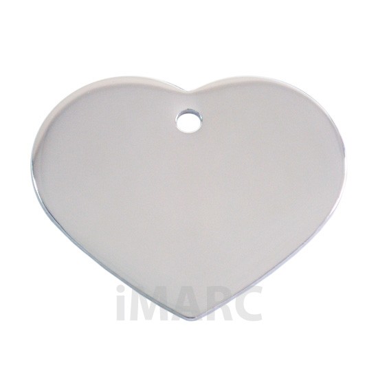 Placa identificativa para perro, corazón bañada en plata pequeña