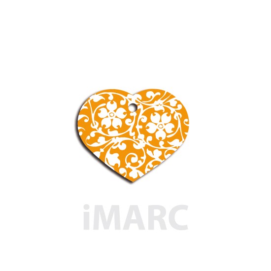 Placa identificativa para perro, corazón con flores en colores