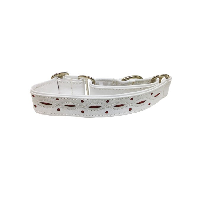 Collar para galgo en piel blanco calado extrasuave