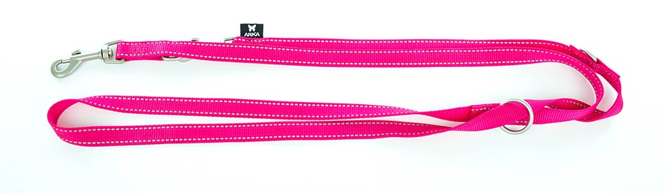 Correa para perro 3 posiciones en nylon rosa fluor