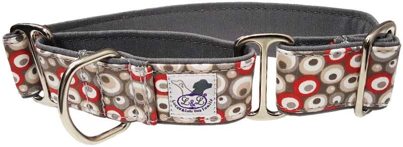 Collar para galgo en tela loneta muy resistente gris con dibujos