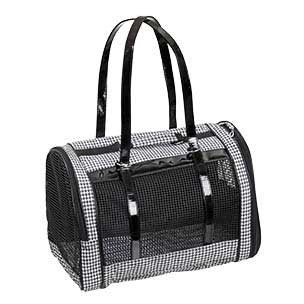 Bolso para transporte de perros en nylon blanco y negro